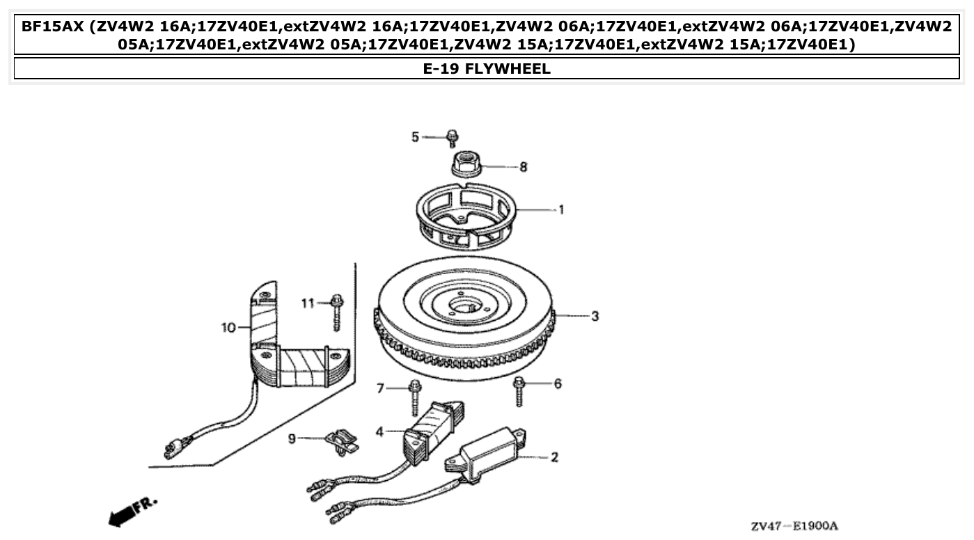 Honda BF15AX FLYWHEEL parts diagram