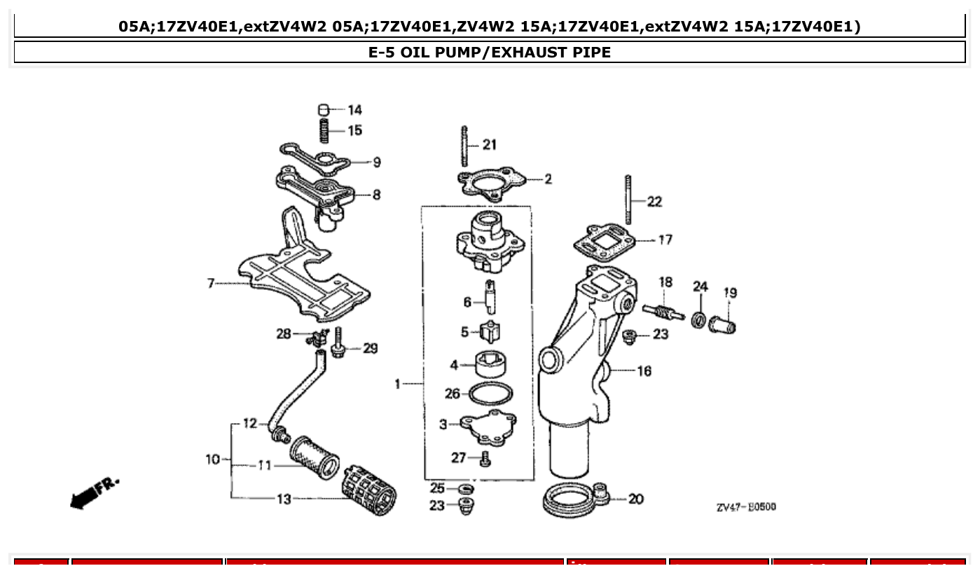 Honda BF15AX OIL PUMP/EXHAUST PIPE parts diagram