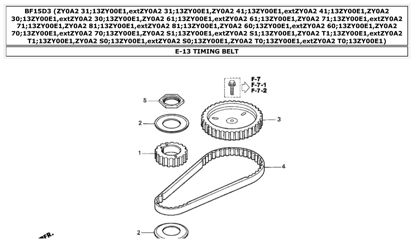 Honda BF15D3 TIMING BELT parts diagram