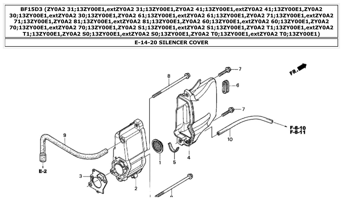 Honda BF15D3 SILENCER COVER parts diagram
