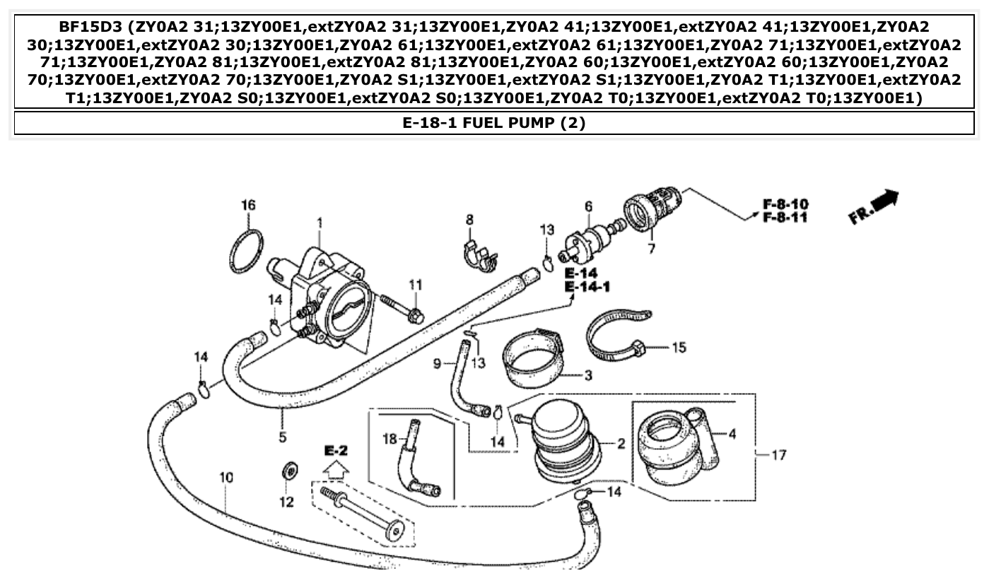 Honda BF15D3 FUEL PUMP (2) parts diagram
