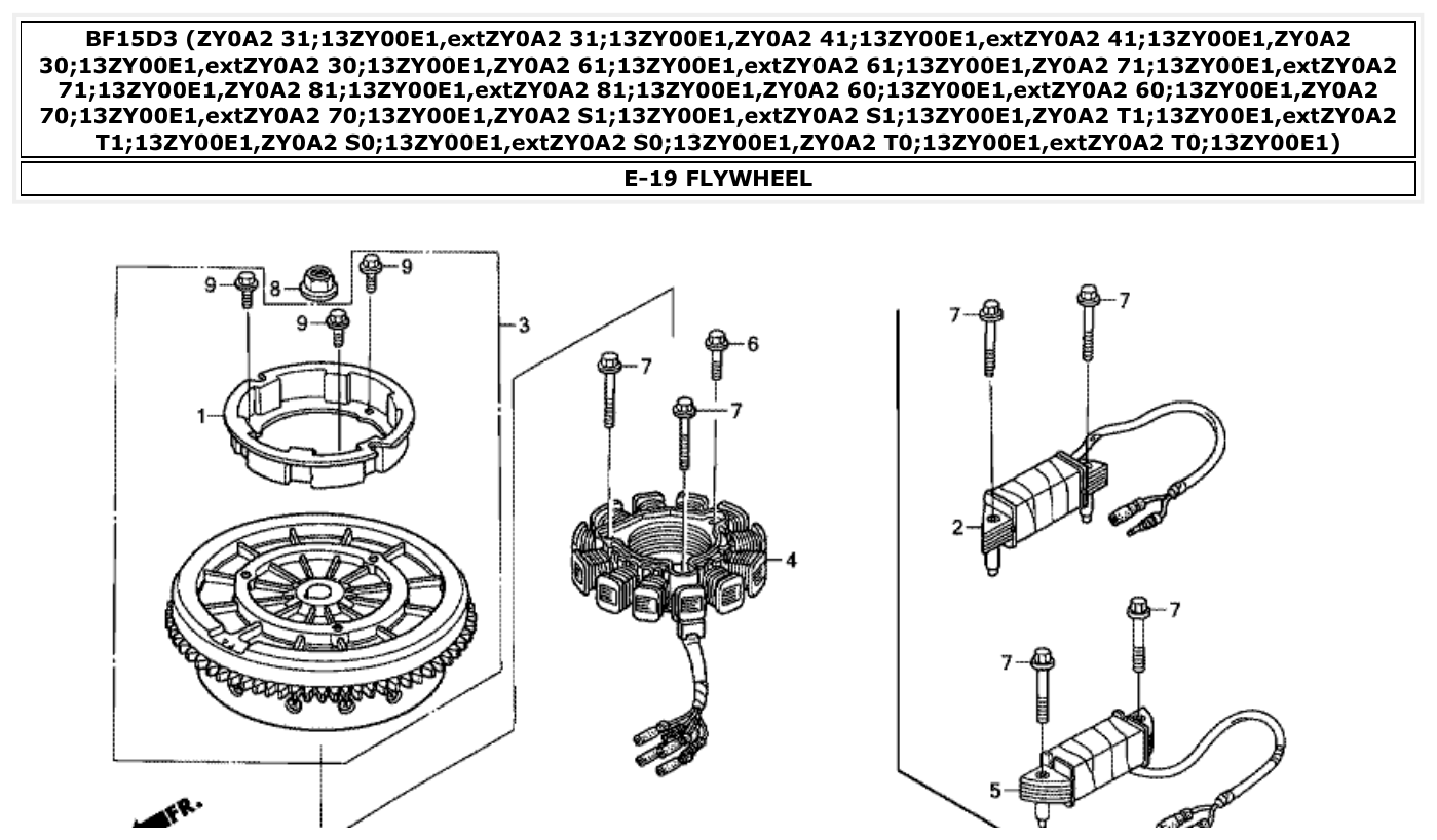 Honda BF15D3 FLYWHEEL parts diagram