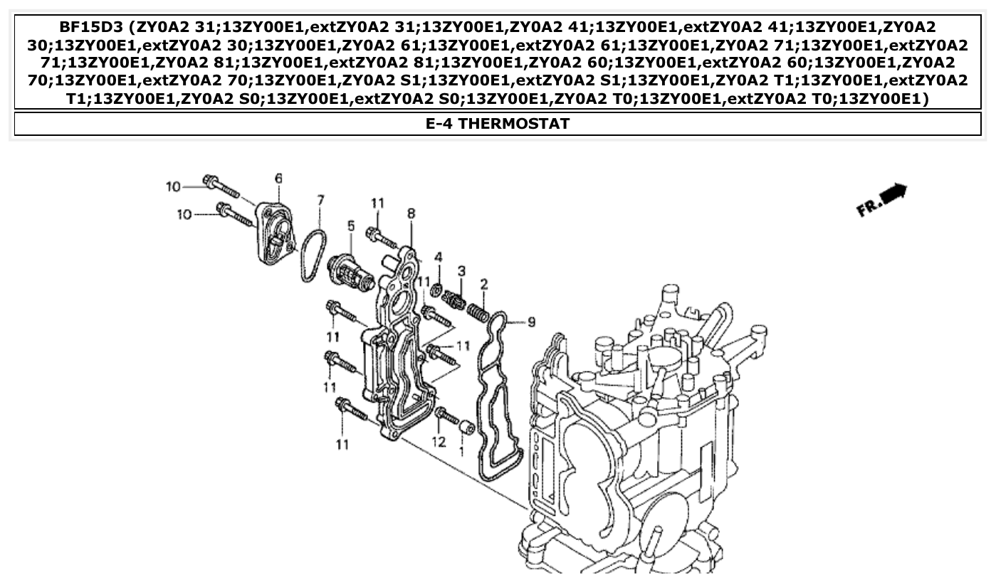Honda BF15D3 THERMOSTAT parts diagram