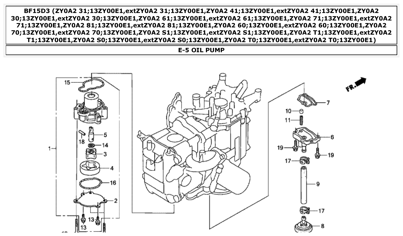 Honda BF15D3 OIL PUMP parts diagram
