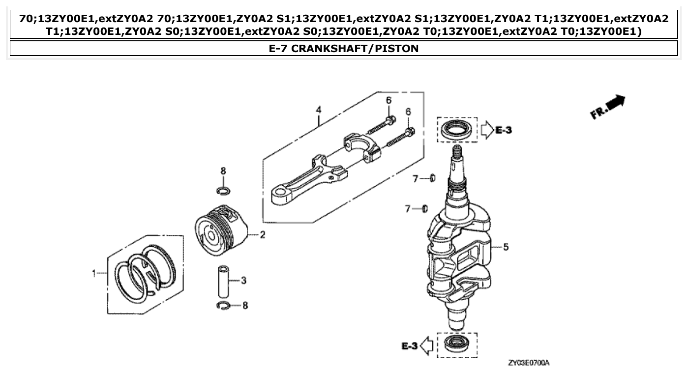 Honda BF15D3 CRANKSHAFT/PISTON parts diagram