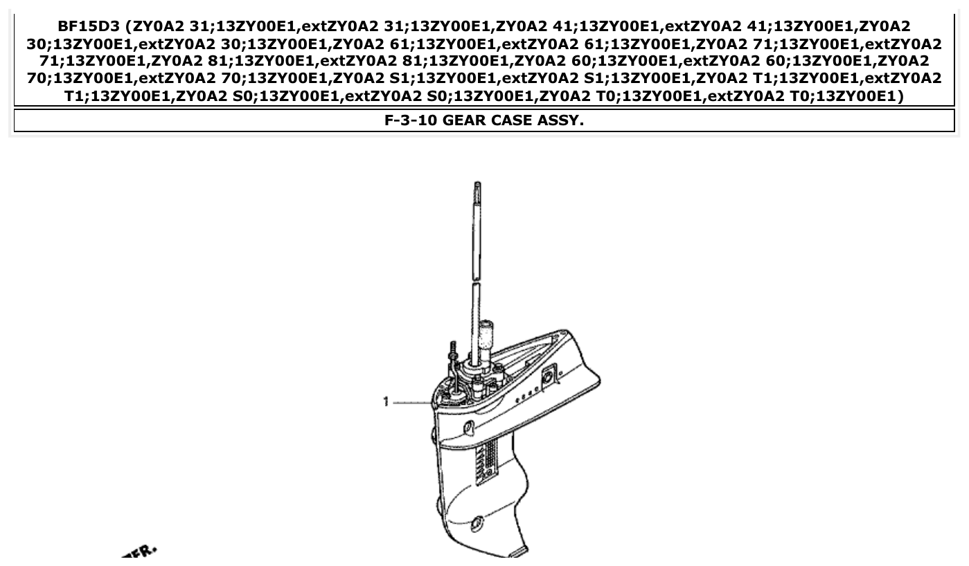 Honda BF15D3 GEAR CASE ASSY. parts diagram