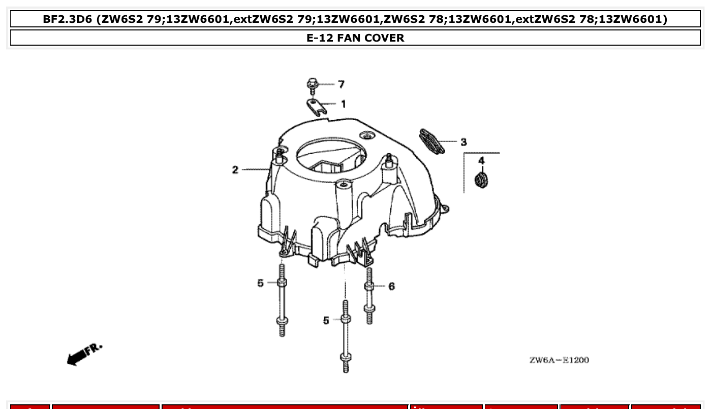 Honda BF2.3D6 FAN COVER parts diagram