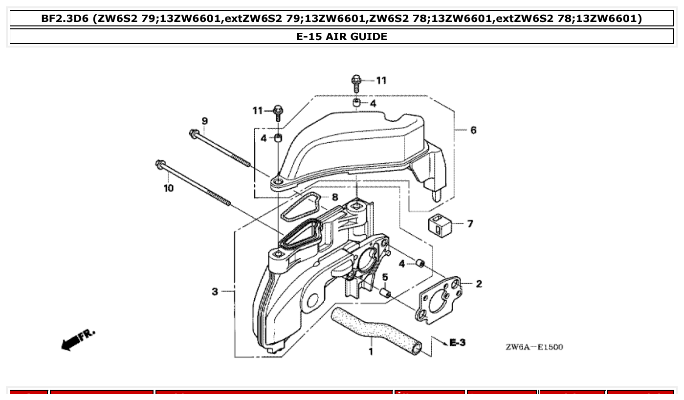 Honda BF2.3D6 AIR GUIDE parts diagram