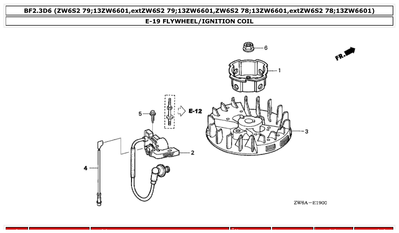 Honda BF2.3D6 FLYWHEEL/IGNITION COIL parts diagram