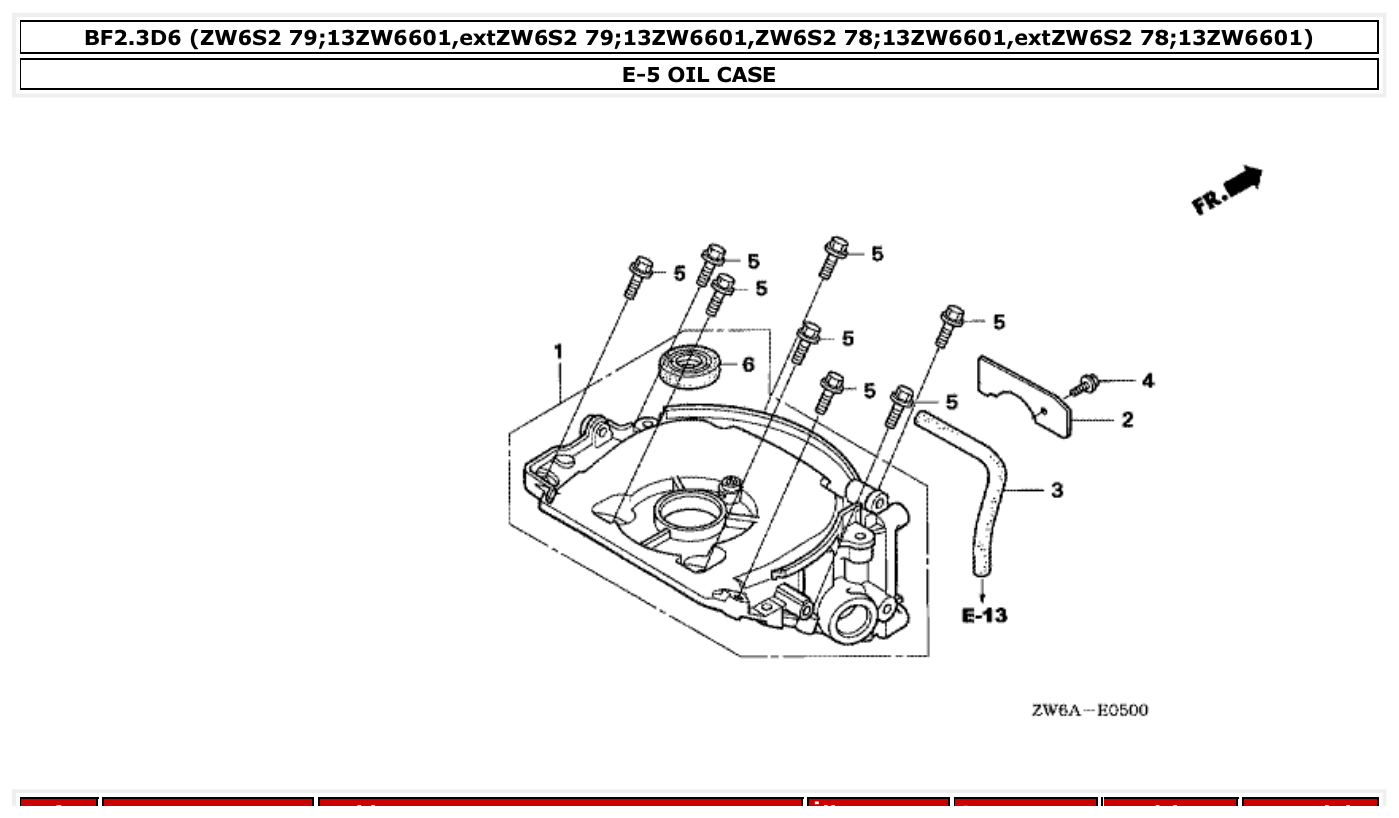 Honda BF2.3D6 OIL CASE parts diagram