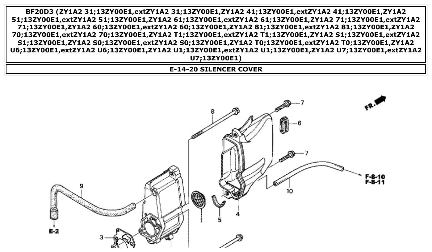 Honda BF20D3 SILENCER COVER parts diagram