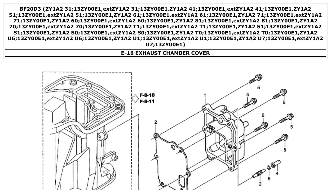 Honda BF20D3 EXHAUST CHAMBER COVER parts diagram