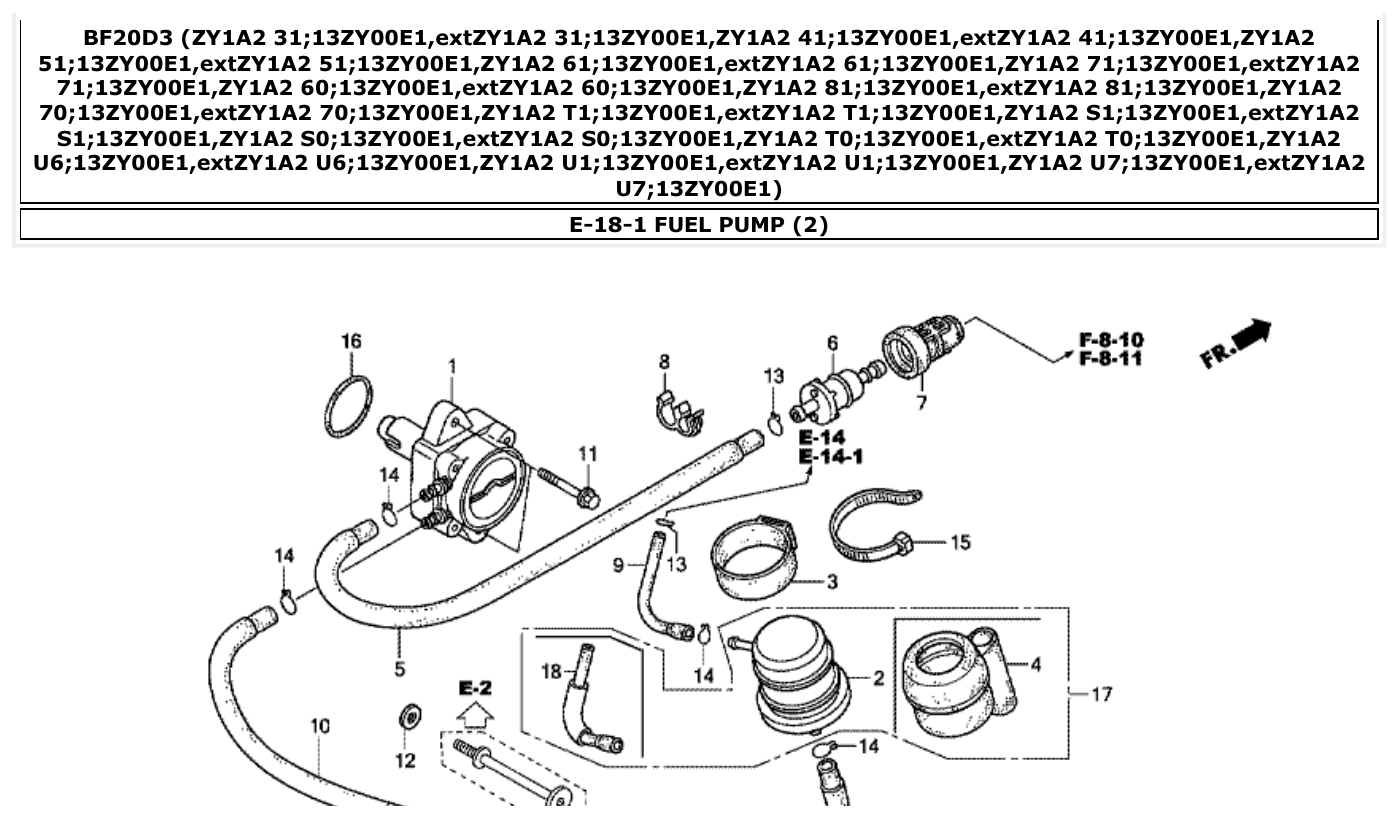 Honda BF20D3 FUEL PUMP (2) parts diagram