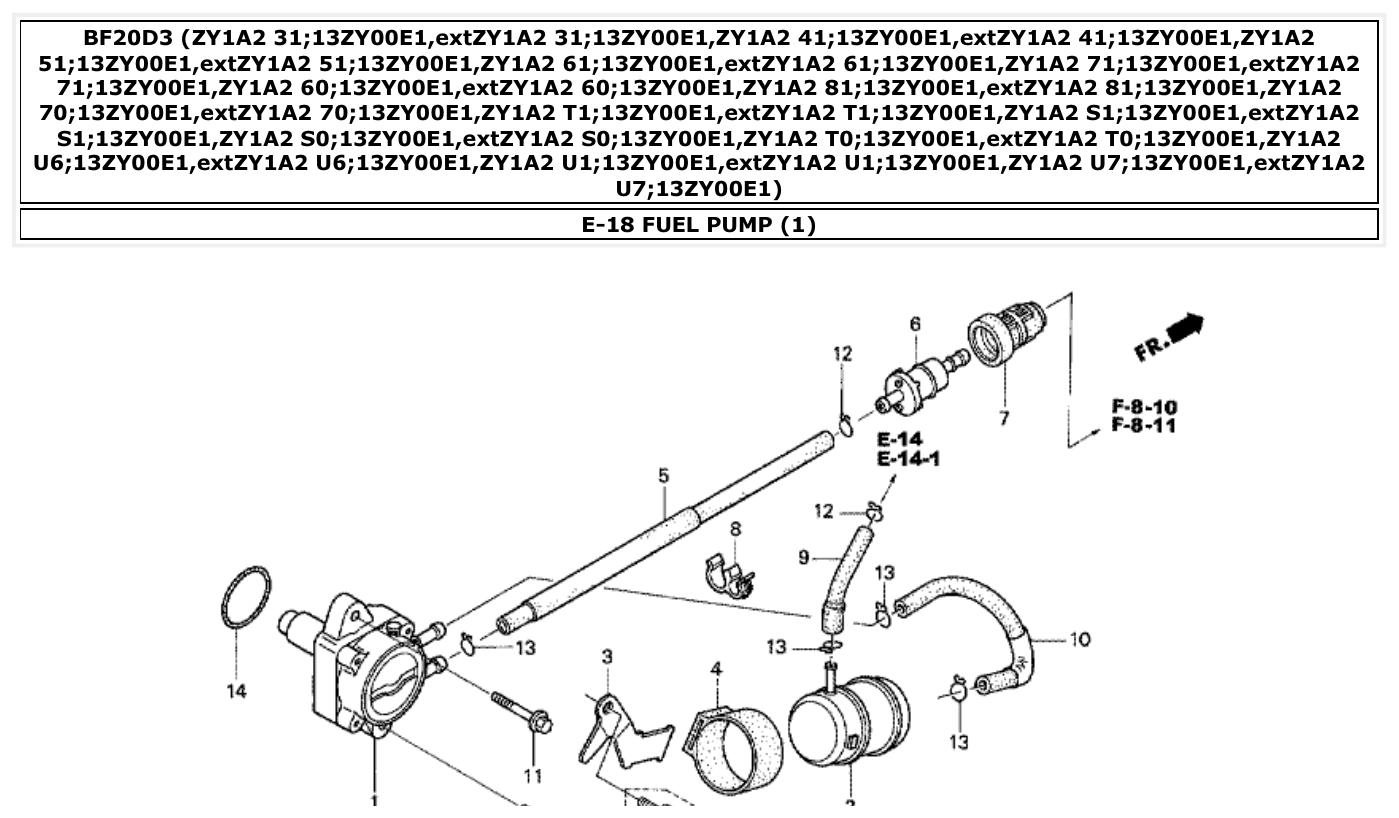 Honda BF20D3 FUEL PUMP (1) parts diagram