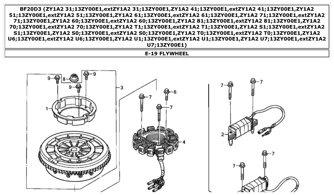 Honda BF20D3 FLYWHEEL parts diagram