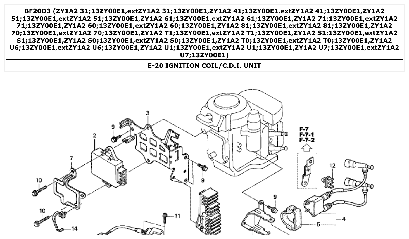 Honda BF20D3 IGNITION COIL/C.D.I. UNIT parts diagram