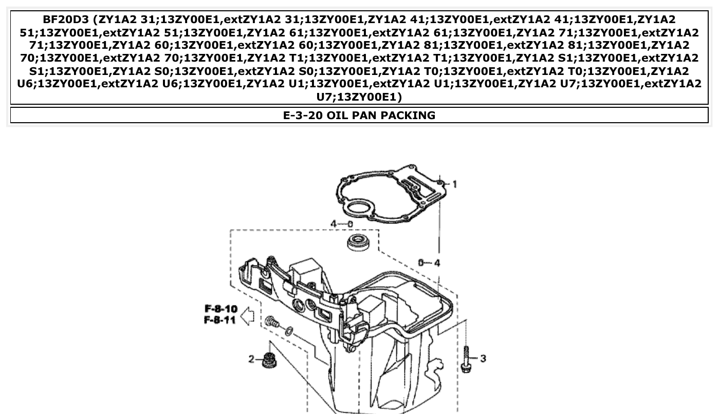 Honda BF20D3 OIL PAN PACKING parts diagram