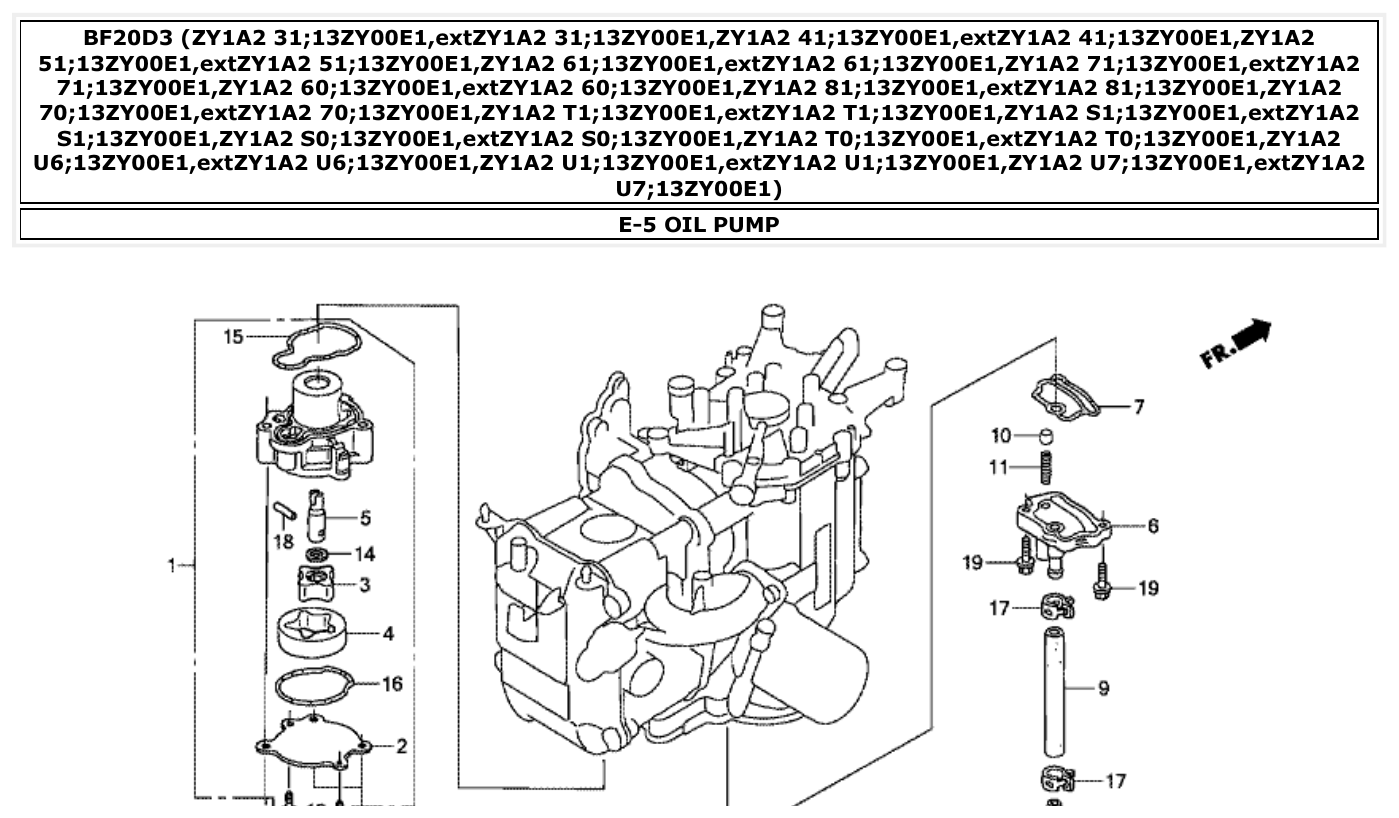 Honda BF20D3 OIL PUMP parts diagram