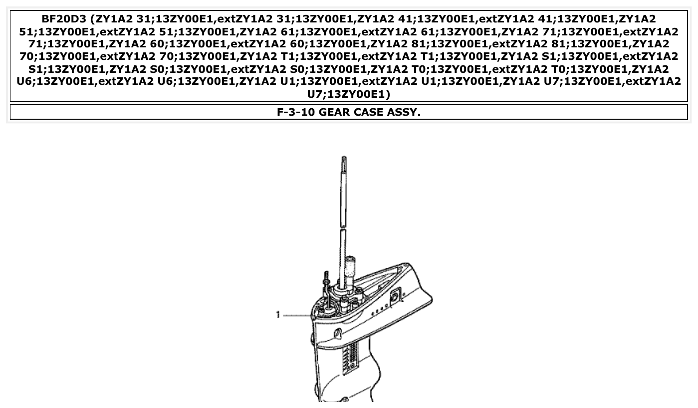 Honda BF20D3 GEAR CASE ASSY. parts diagram