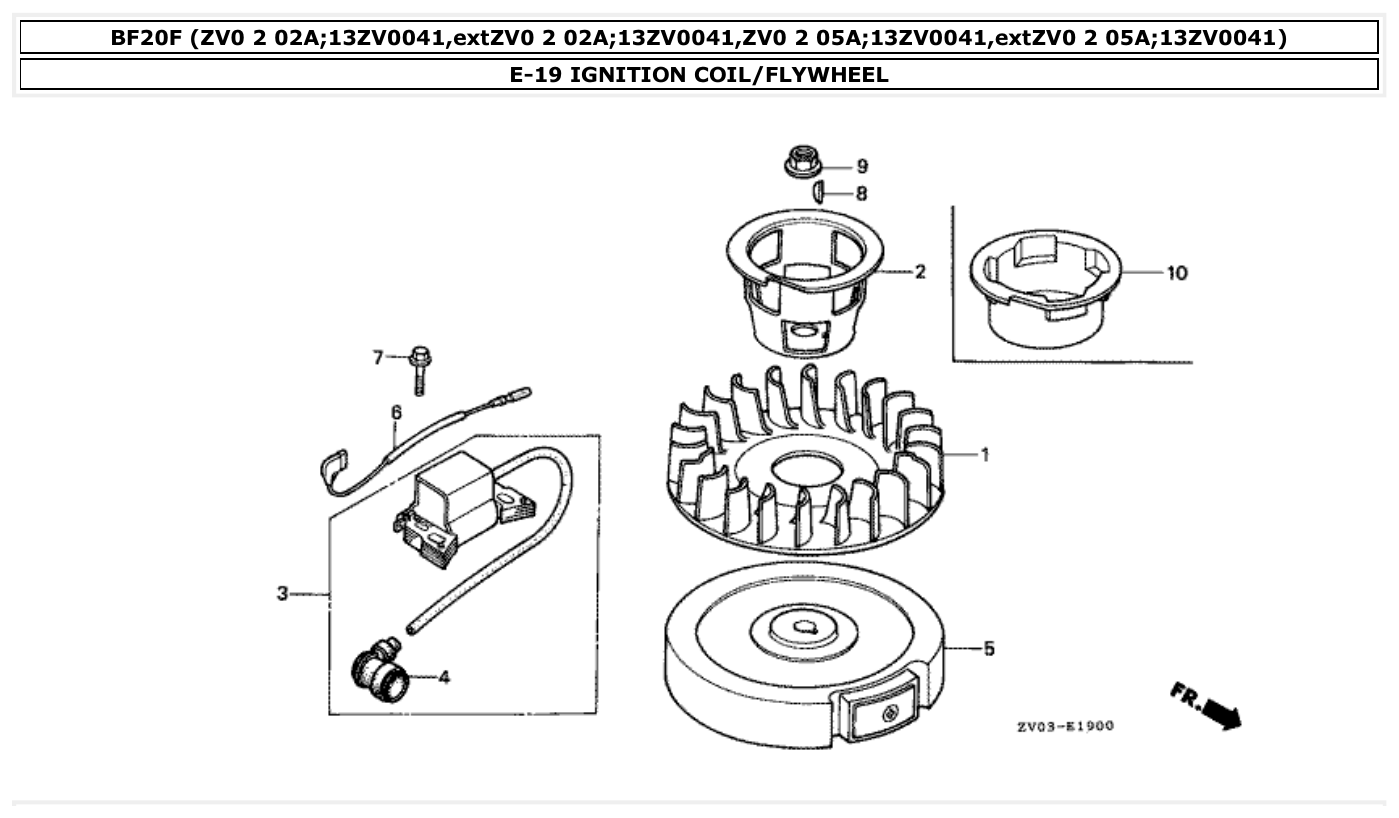 Honda BF20F IGNITION COIL/FLYWHEEL parts diagram