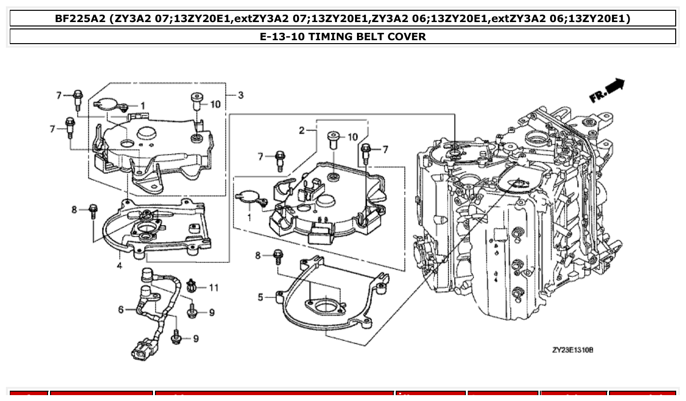 Honda BF225A2 TIMING BELT COVER parts diagram