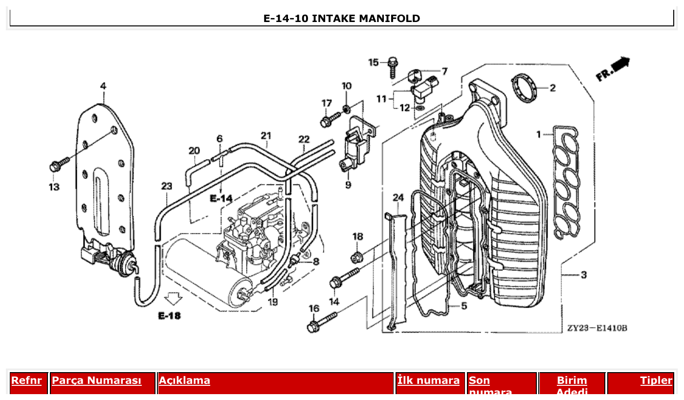 Honda BF225A2 INTAKE MANIFOLD parts diagram
