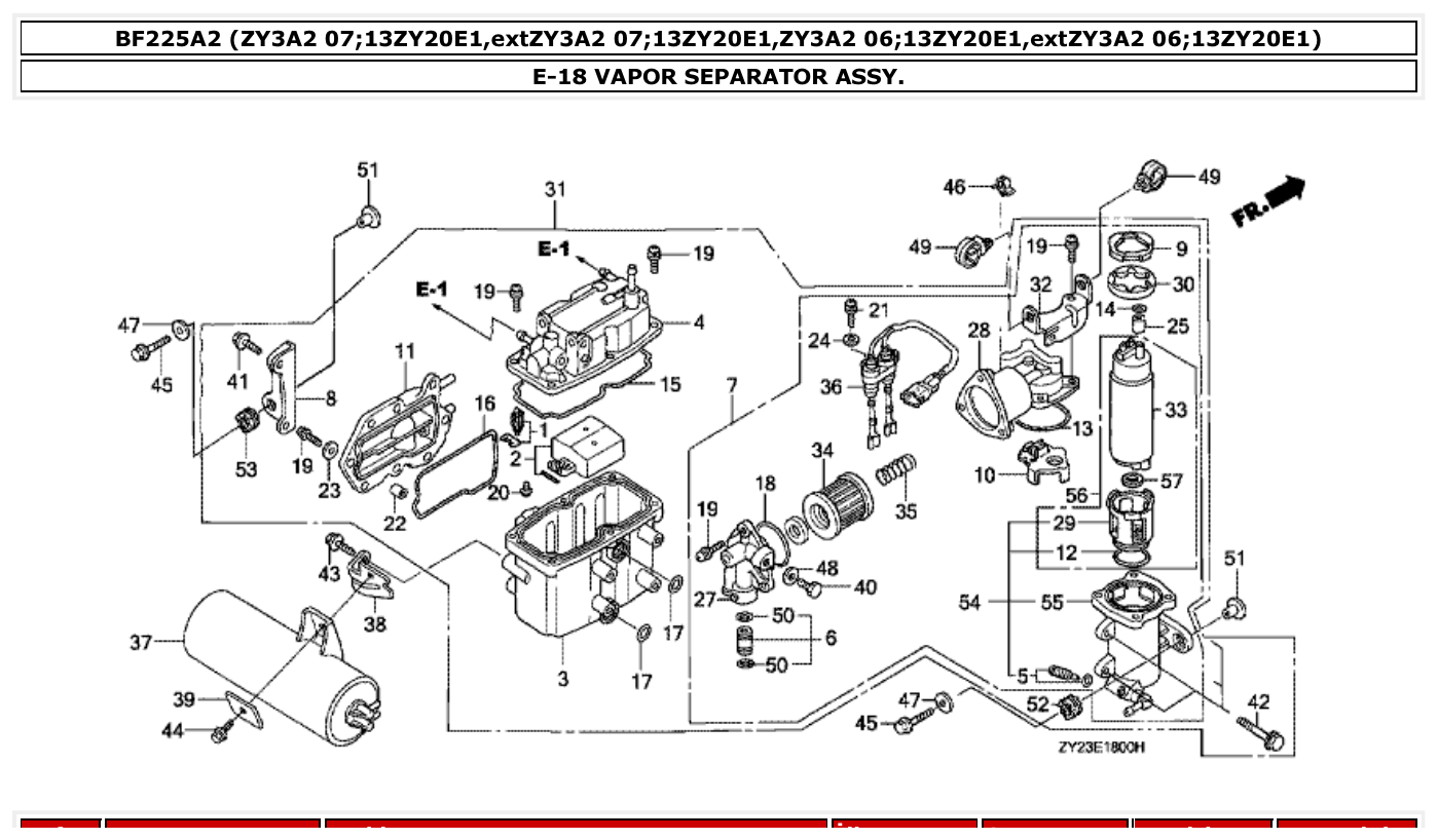 Honda BF225A2 VAPOR SEPARATOR ASSY. parts diagram