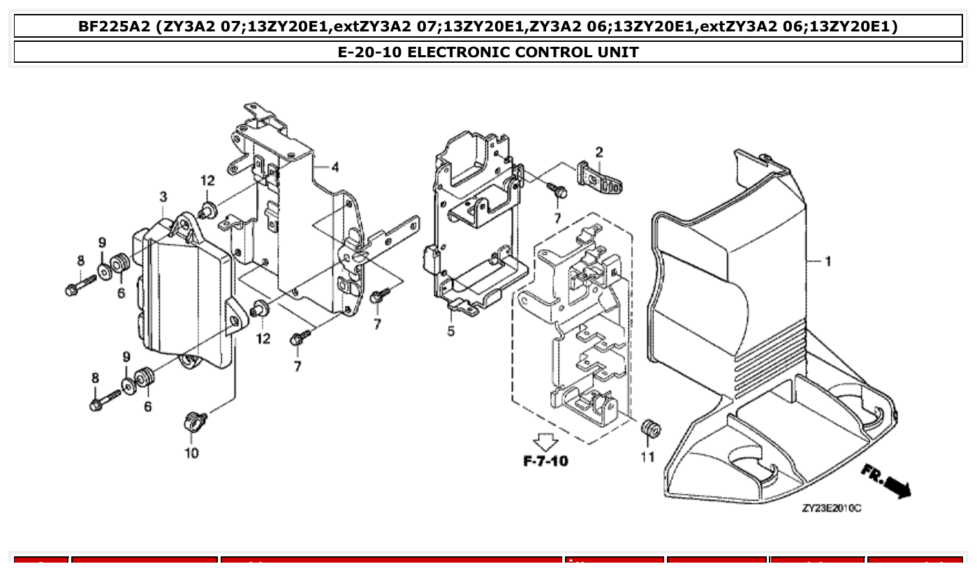 Honda BF225A2 ELECTRONIC CONTROL UNIT parts diagram