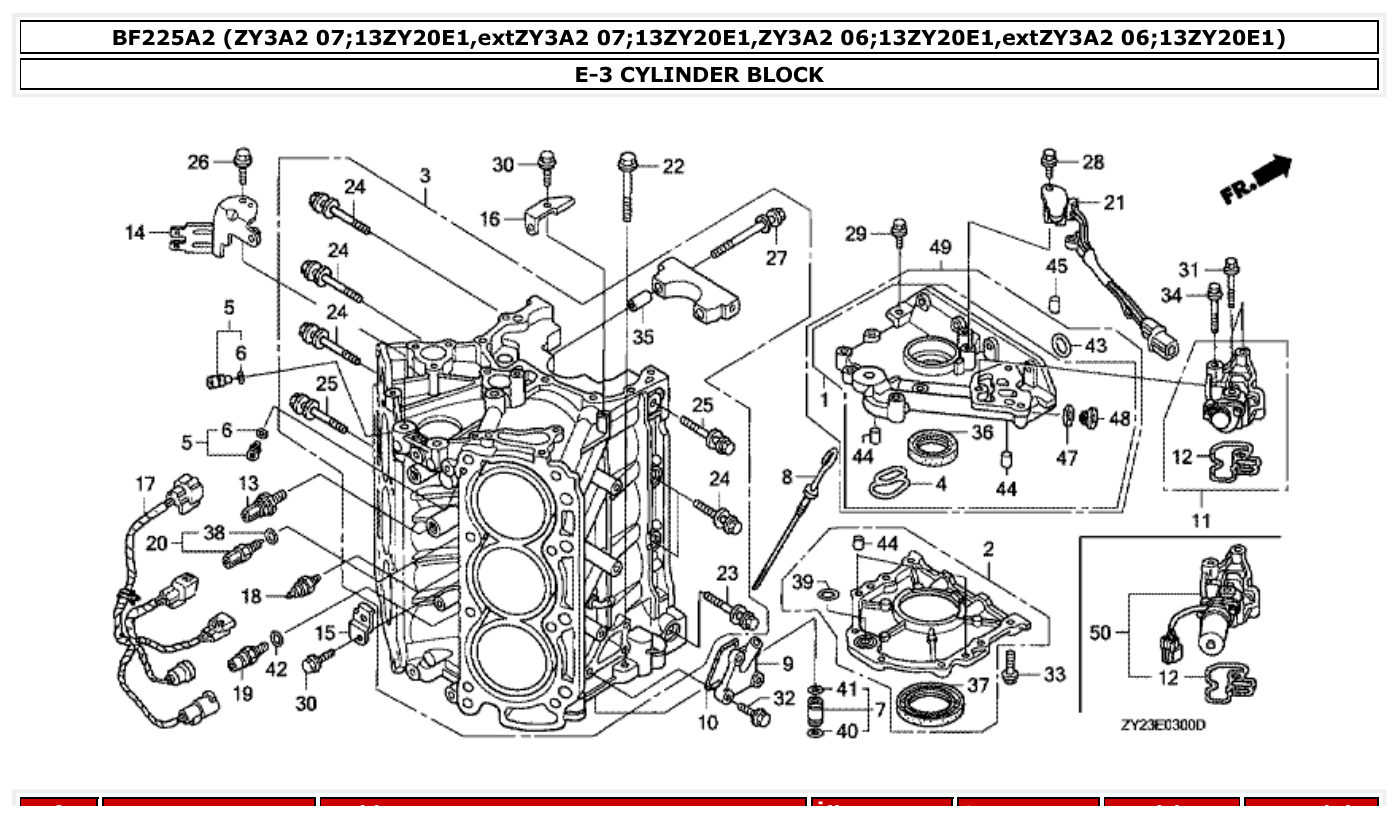 Honda BF225A2 CYLINDER BLOCK parts diagram