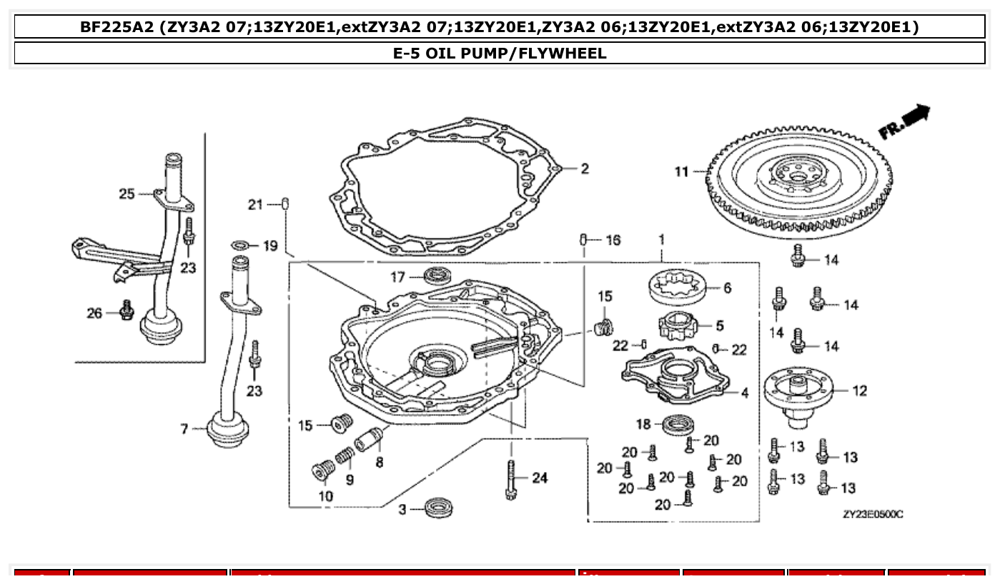 Honda BF225A2 OIL PUMP/FLYWHEEL parts diagram