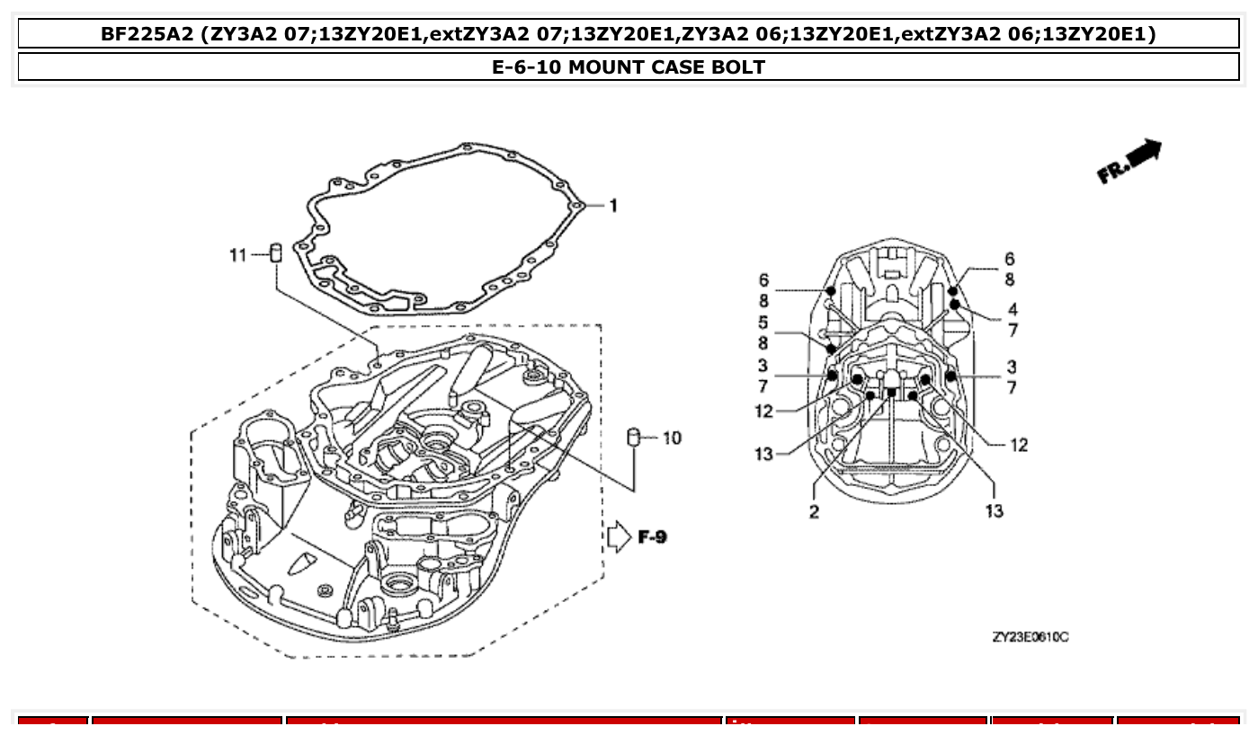 Honda BF225A2 MOUNT CASE BOLT parts diagram