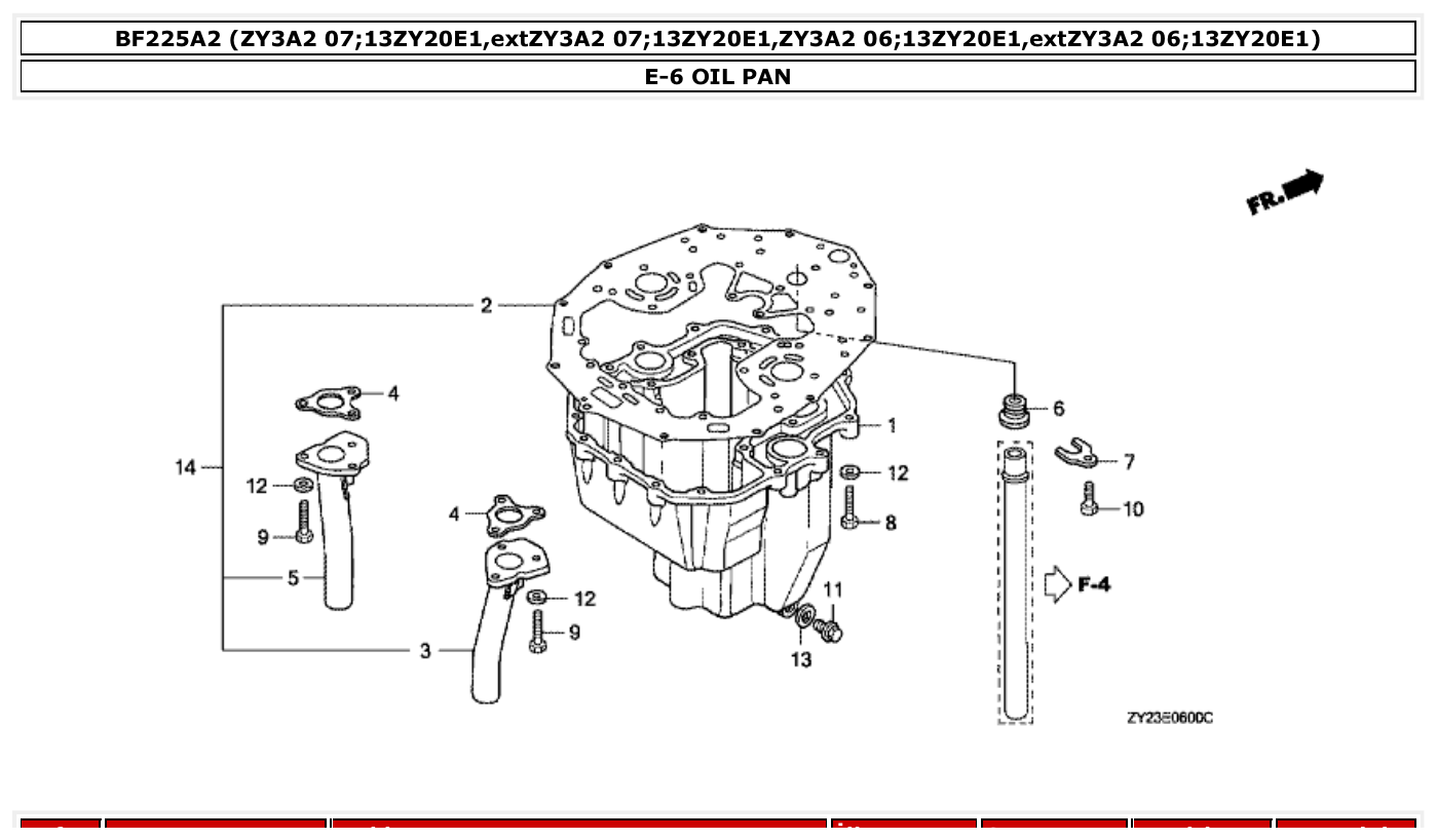 Honda BF225A2 OIL PAN parts diagram