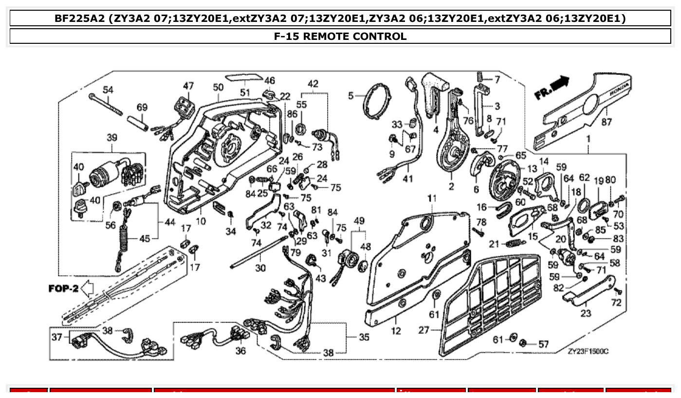 Honda BF225A2 REMOTE CONTROL parts diagram