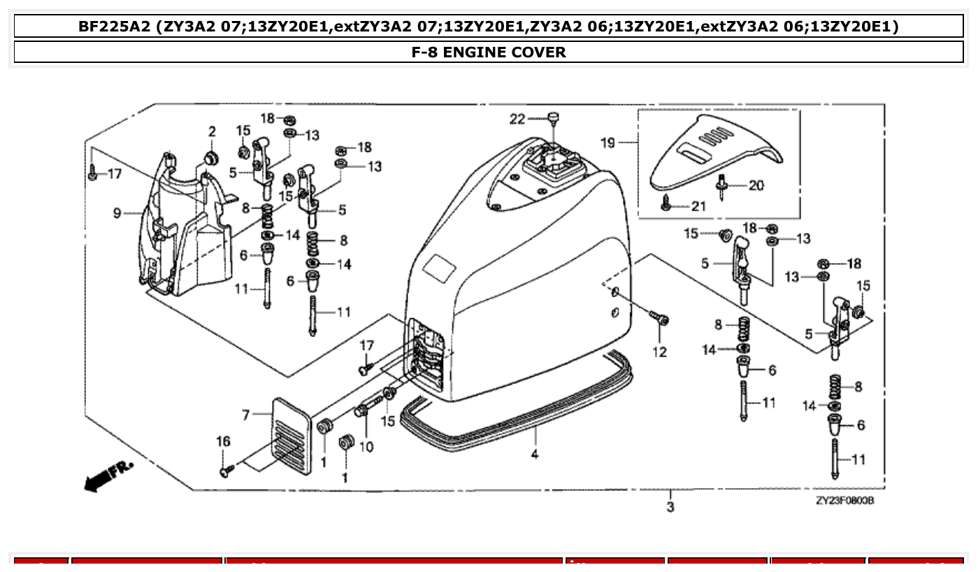 Honda BF225A2 ENGINE COVER parts diagram