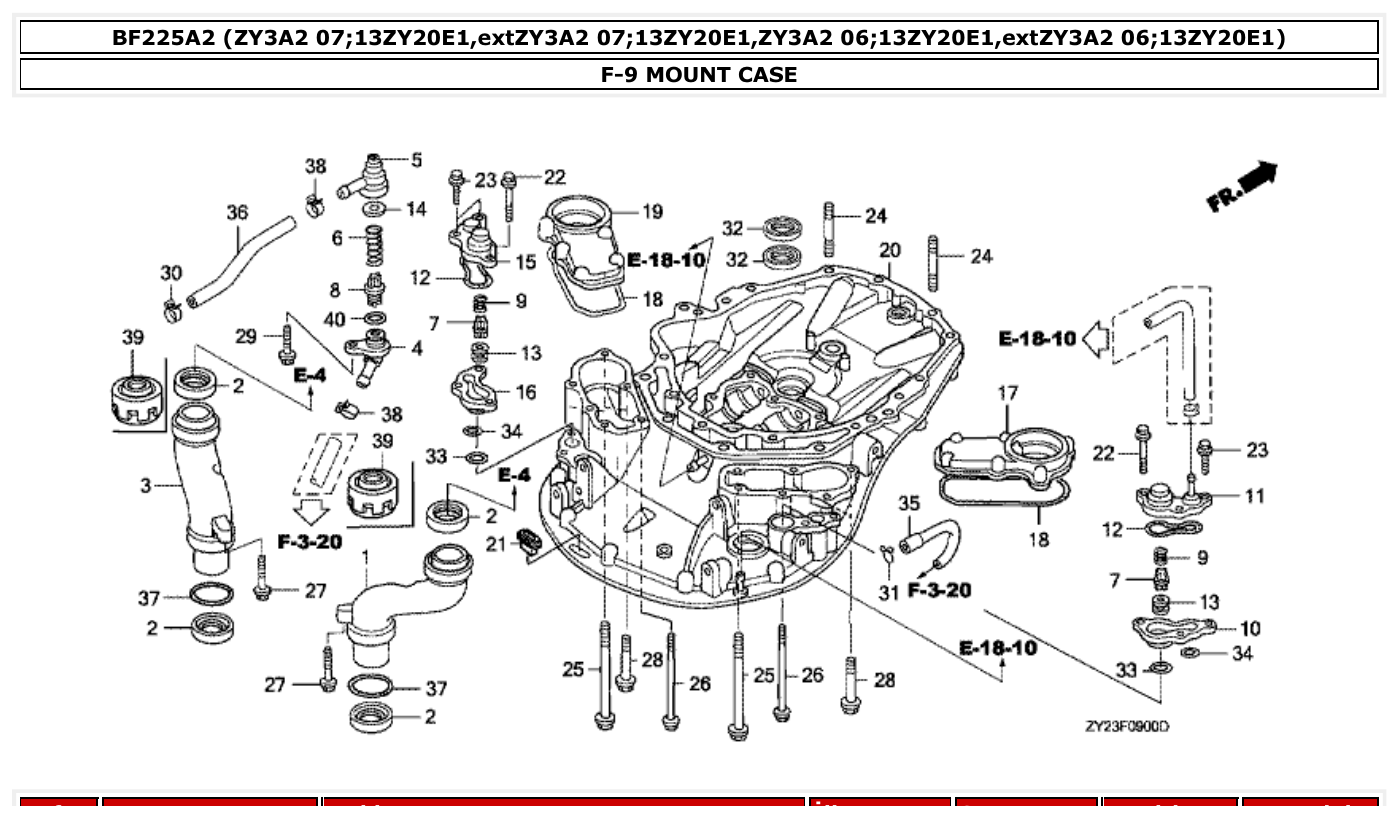 Honda BF225A2 MOUNT CASE parts diagram