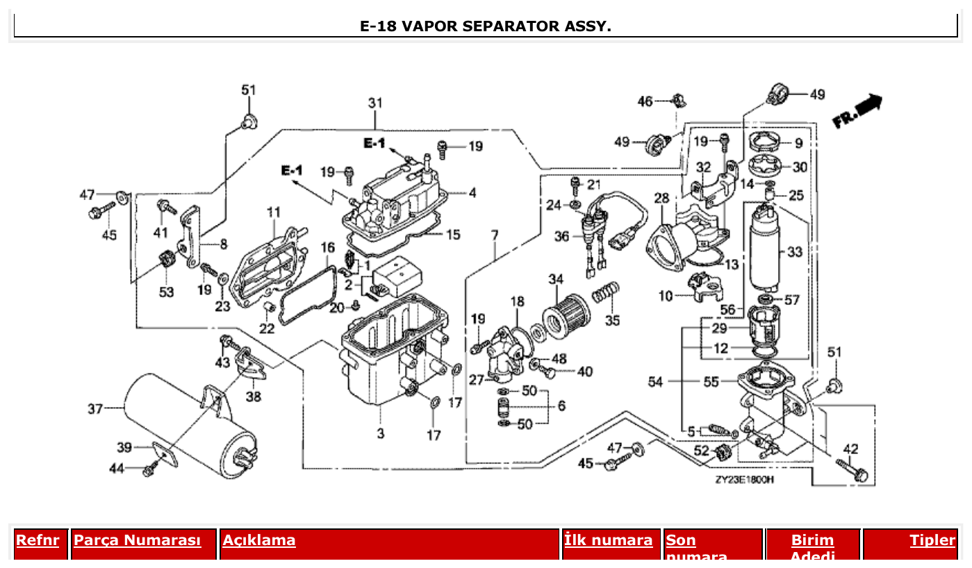 Honda BF225A6 VAPOR SEPARATOR ASSY. parts diagram