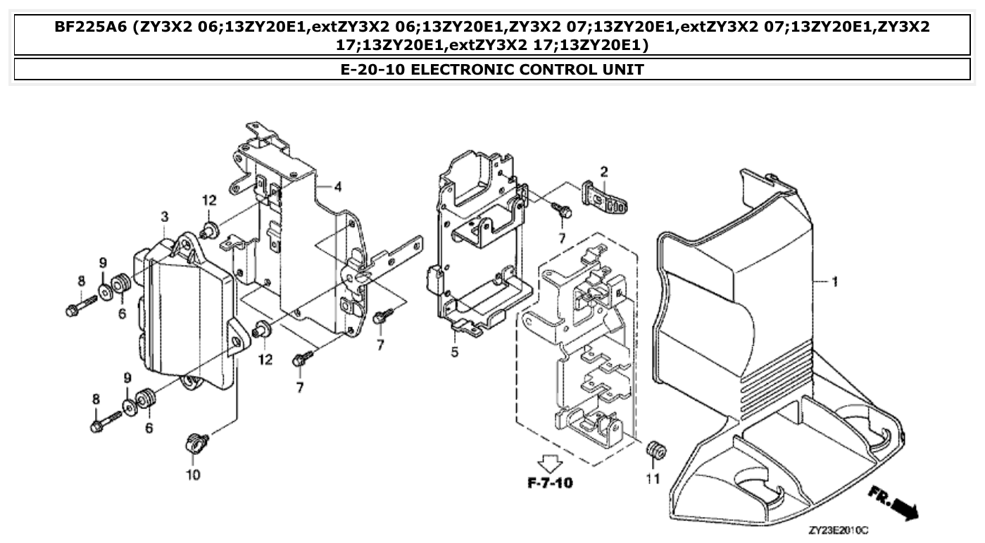 Honda BF225A6 ELECTRONIC CONTROL UNIT parts diagram