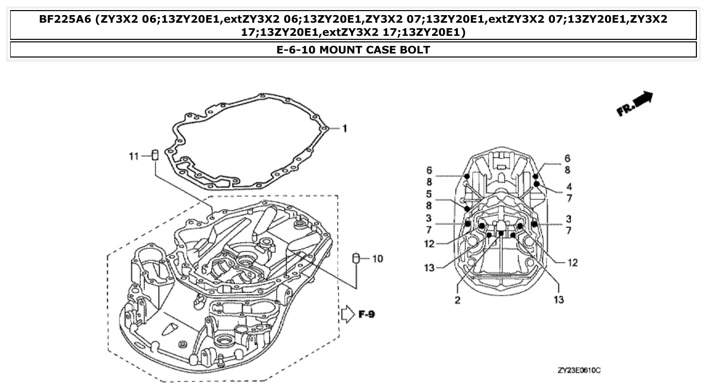 Honda BF225A6 MOUNT CASE BOLT parts diagram