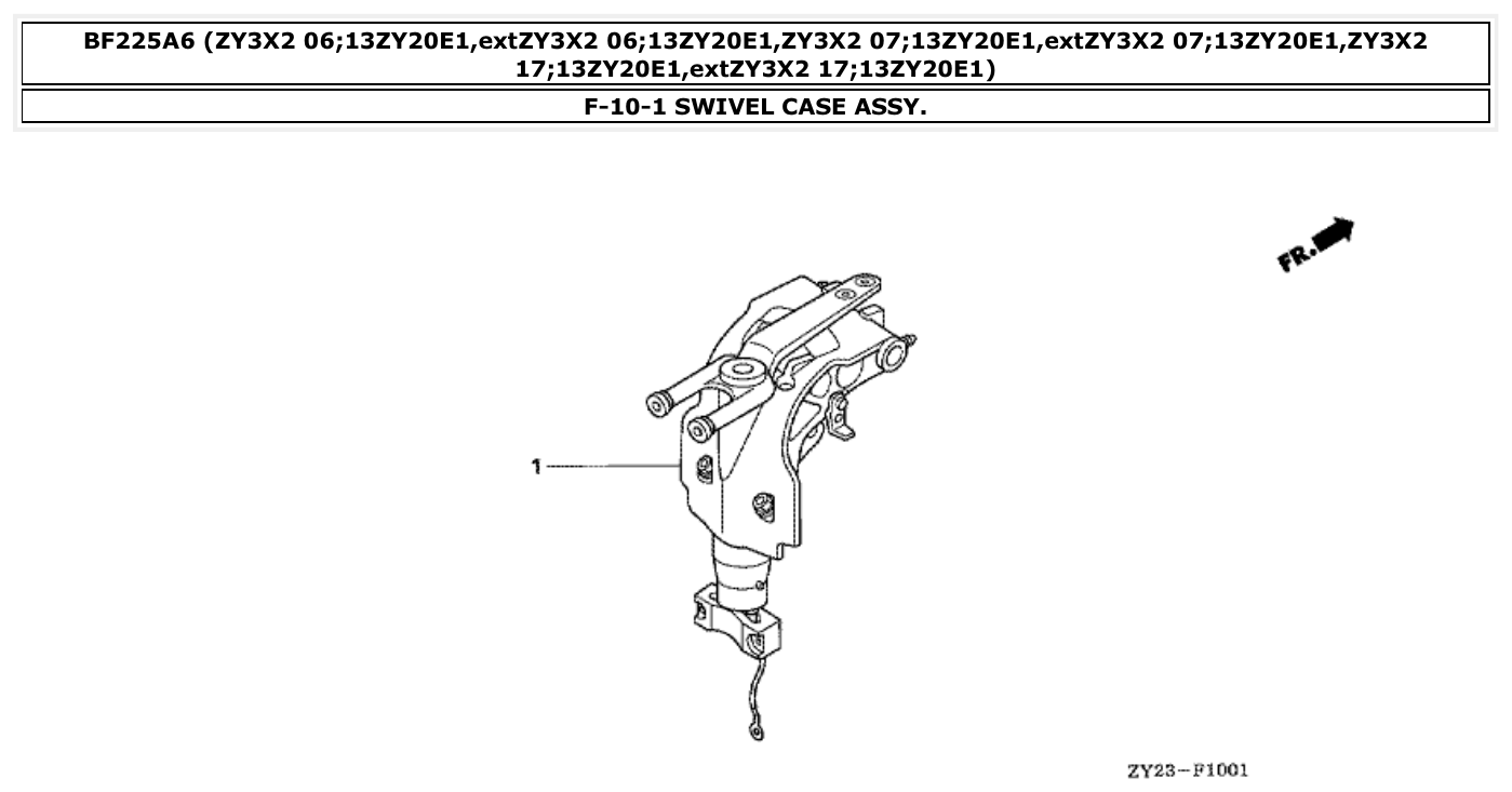 Honda BF225A6 SWIVEL CASE ASSY. parts diagram