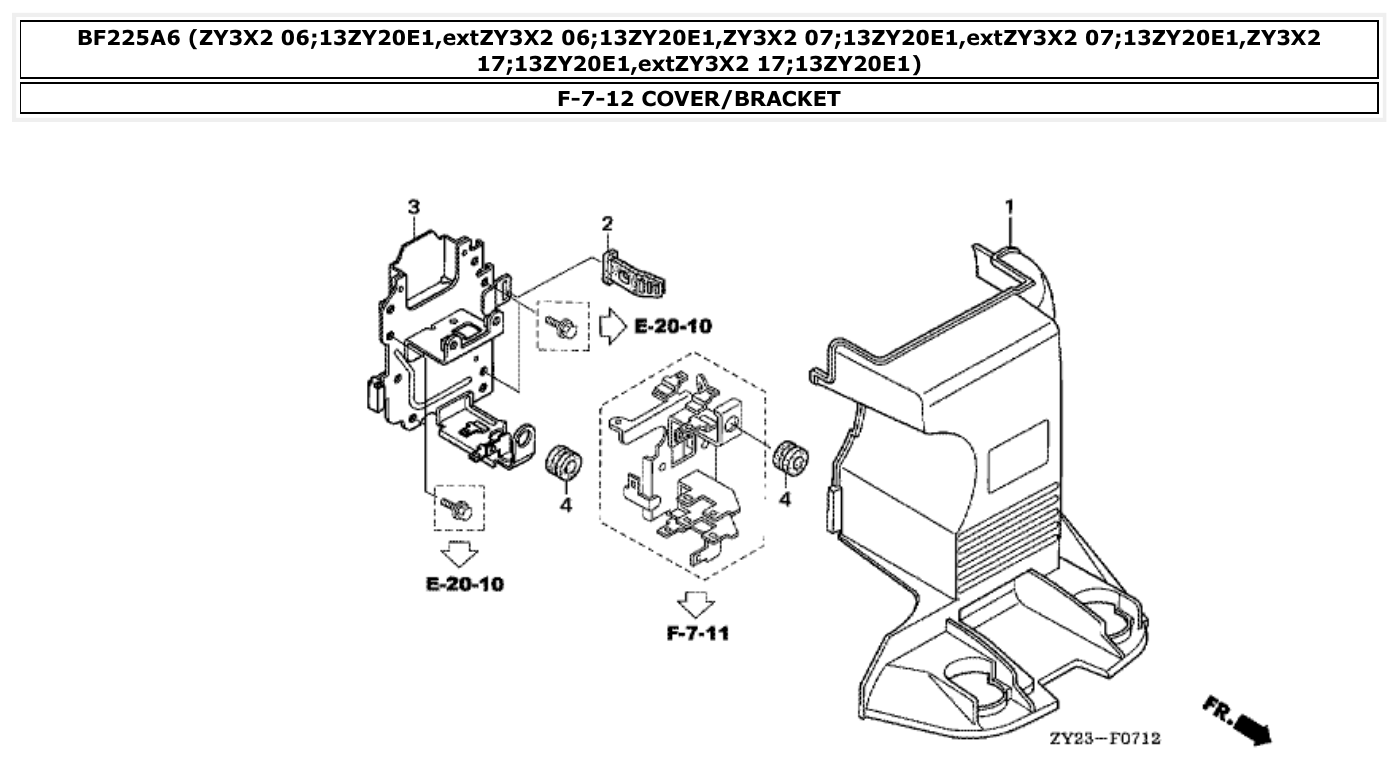 Honda BF225A6 COVER/BRACKET parts diagram