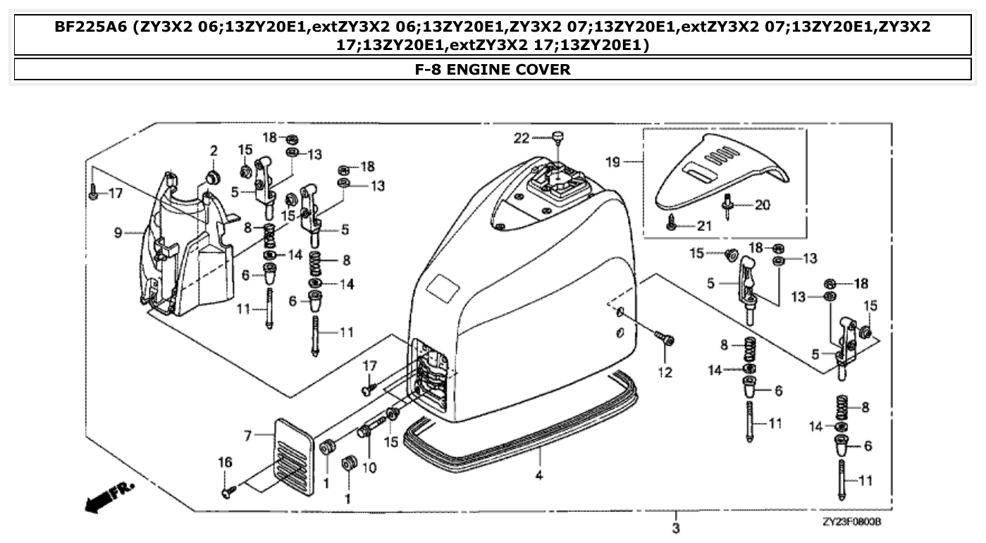 Honda BF225A6 ENGINE COVER parts diagram