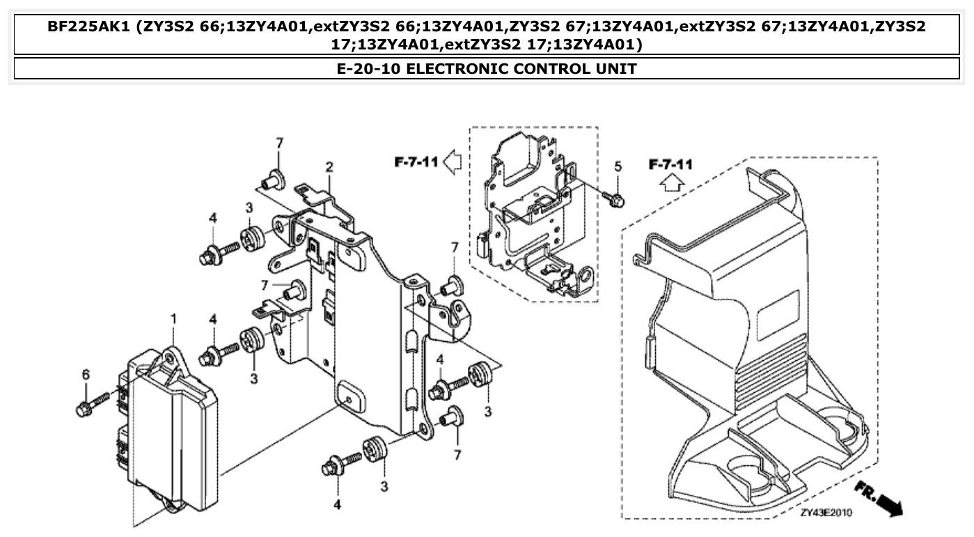 Honda BF225AK1 ELECTRONIC CONTROL UNIT parts diagram