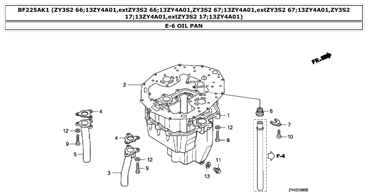 Honda BF225AK1 OIL PAN parts diagram