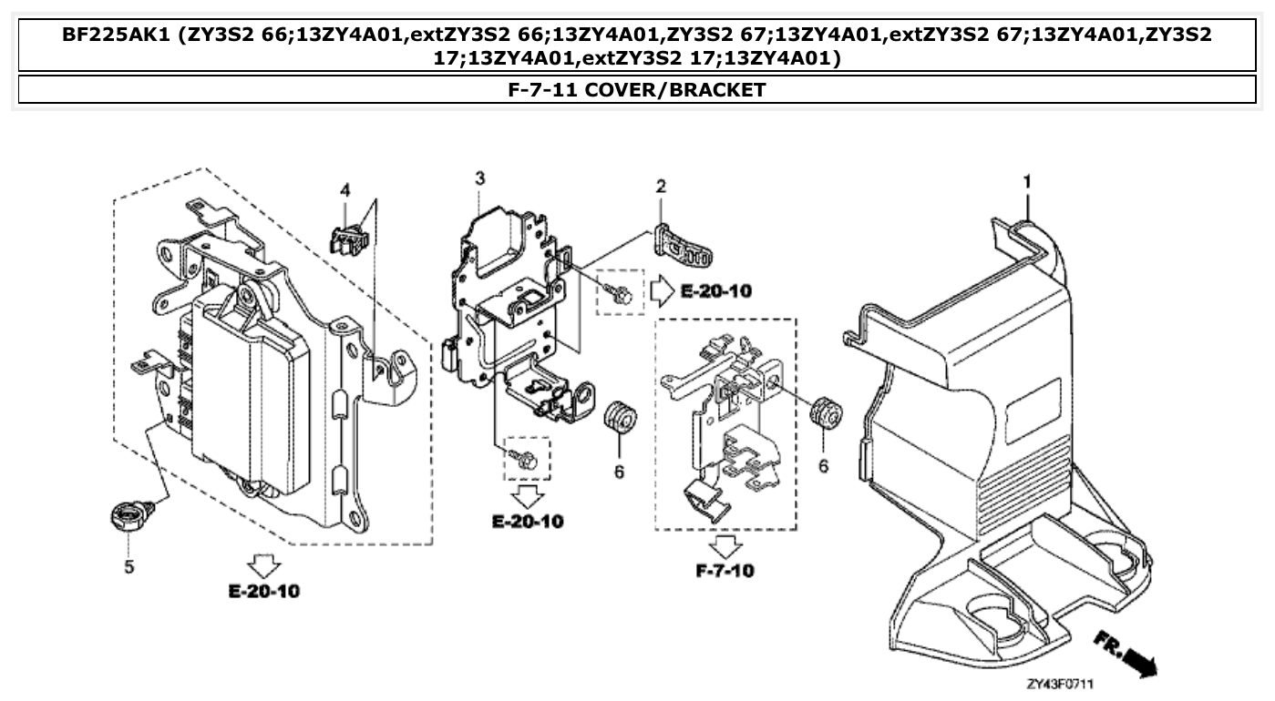 Honda BF225AK1 COVER/BRACKET parts diagram