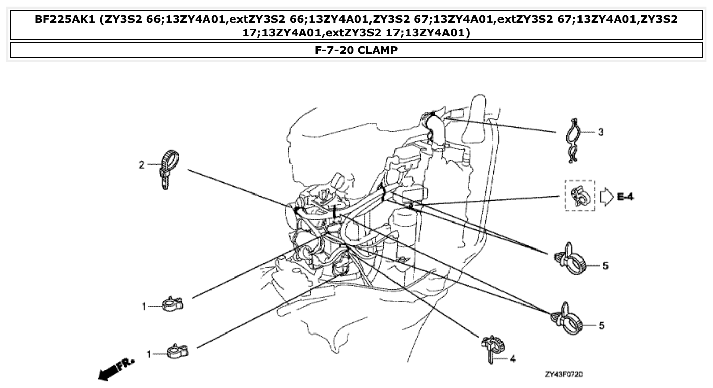 Honda BF225AK1 CLAMP parts diagram