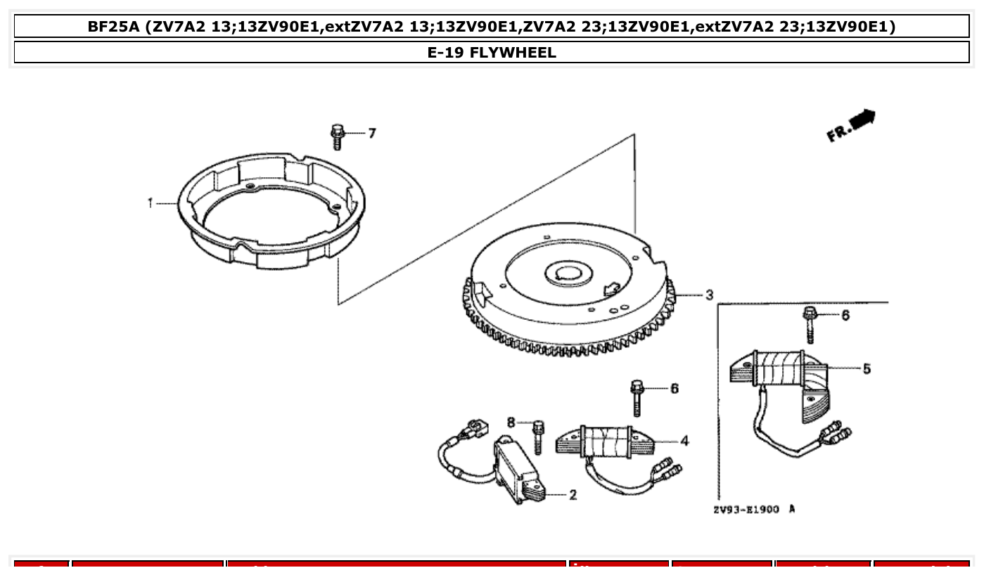 Honda BF25A FLYWHEEL parts diagram