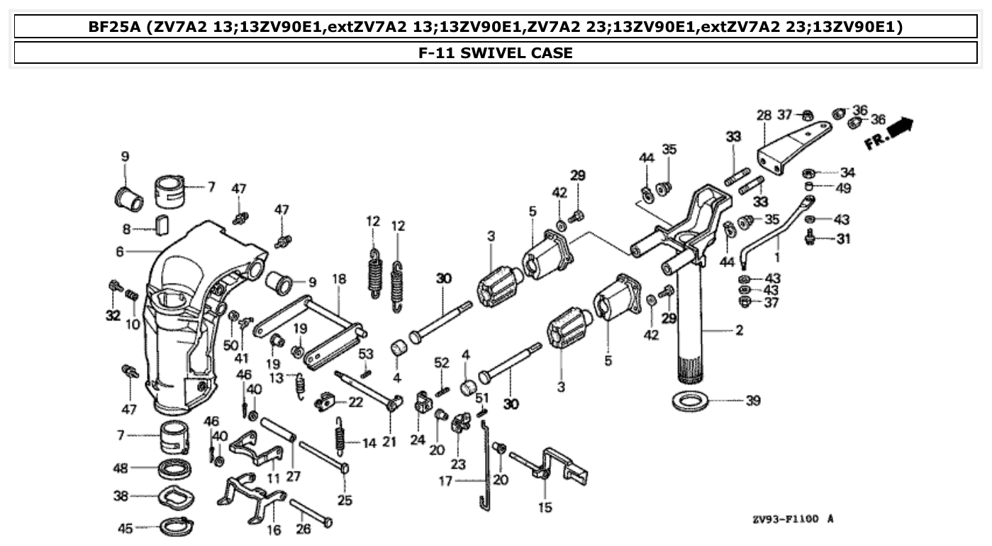 Honda BF25A SWIVEL CASE parts diagram