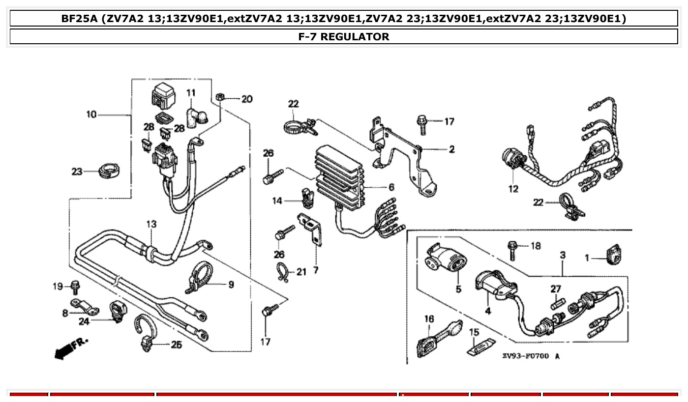 Honda BF25A REGULATOR parts diagram