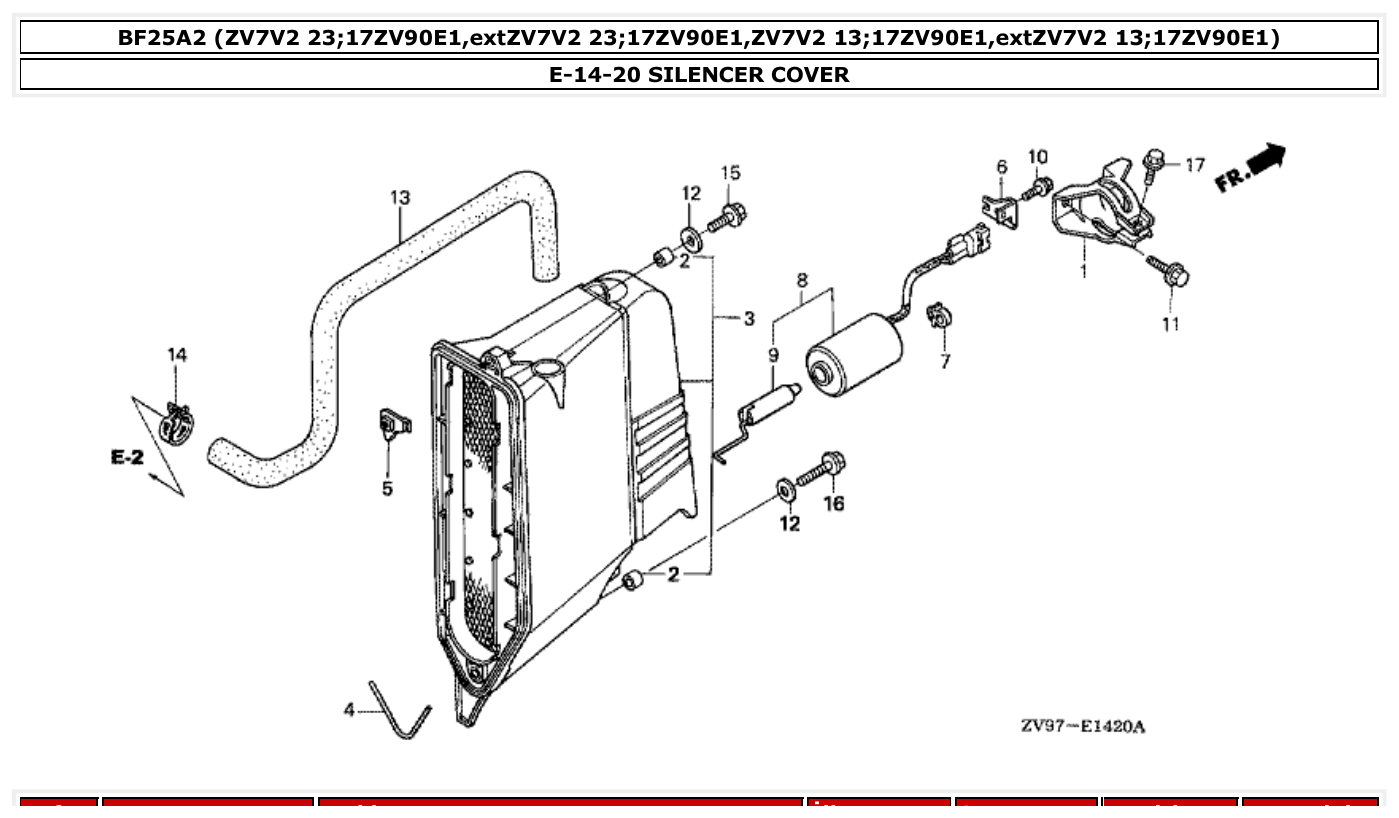 Honda BF25A2 SILENCER COVER parts diagram