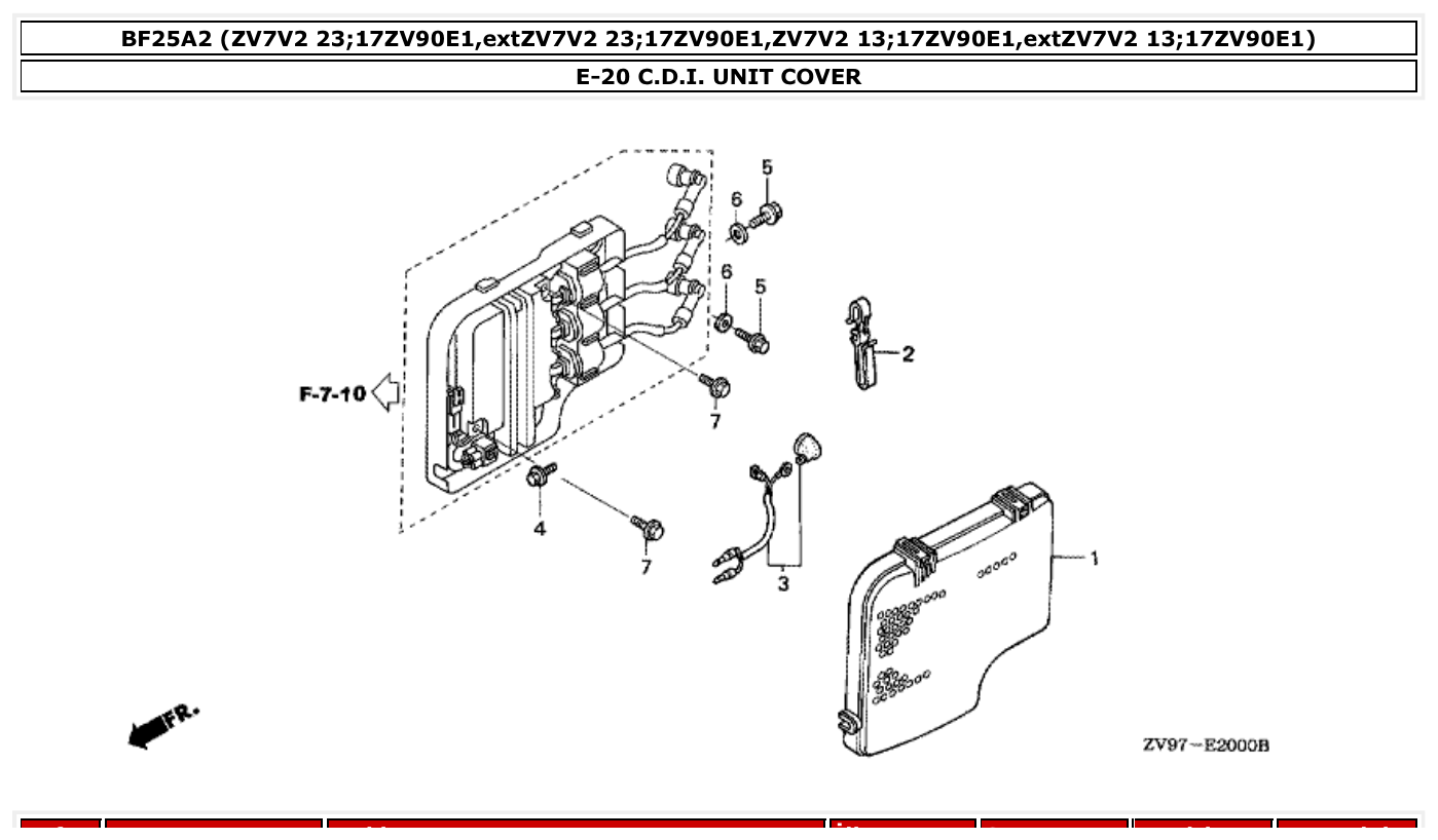Honda BF25A2 C.D.I. UNIT COVER parts diagram